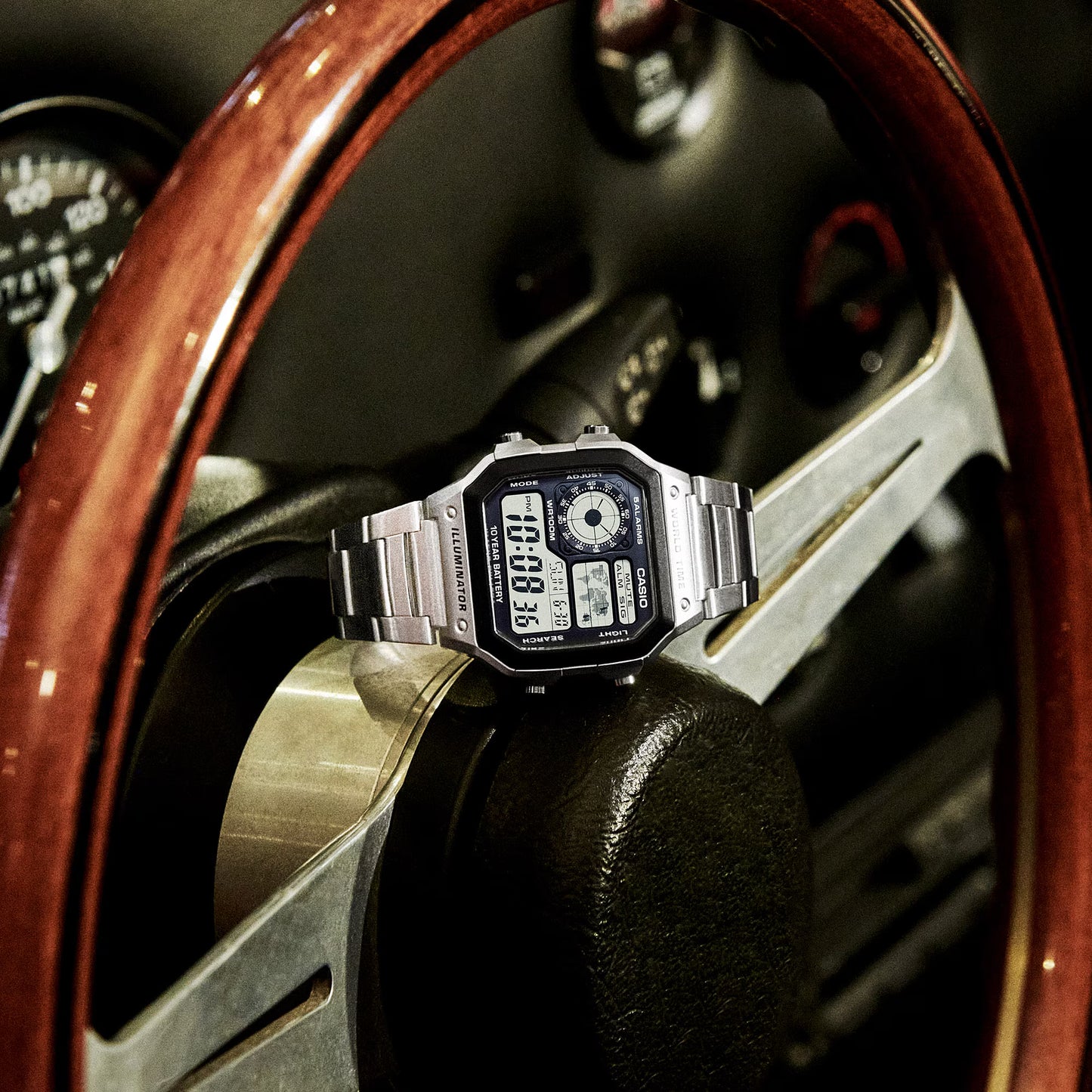 Casio World Time – Silver Edition Where Digital Precision Meets Timeless Style